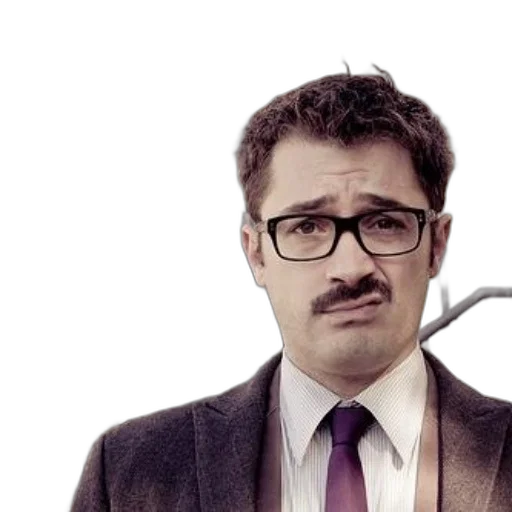 staff, man, mustache, glasses, stands, front, building, metal transparent PNG cut-out