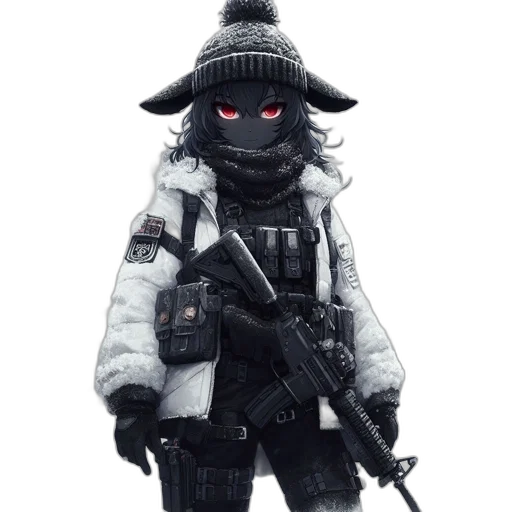 jacket, mask, weapon, hat, concept art, pixel art, 3d render, cyberpunk transparent PNG cut-out