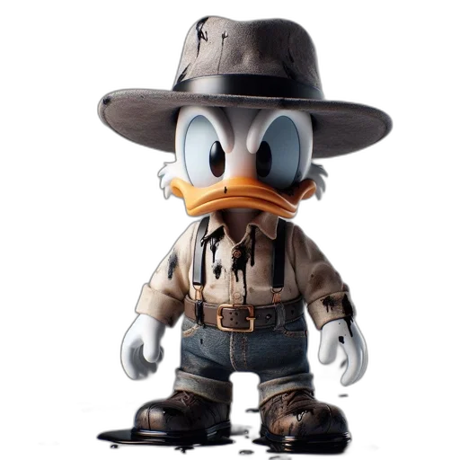 hat, concept art, 3d render, 3d-rendered, anthropomorphic, duck, stands, amidst transparent PNG cut-out