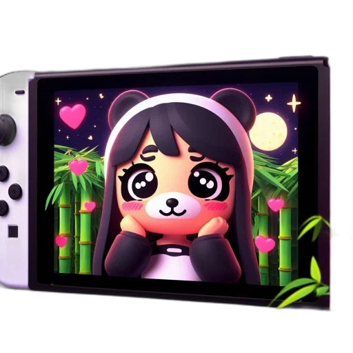 pixel art, concept art, 3d render, vaporwave, monochrome, animated, panda, character transparent PNG cut-out