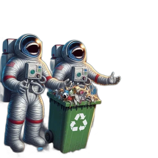 robot, bottle, concept art, pixel art, 3d render, comic book art, outer space, green transparent PNG cut-out