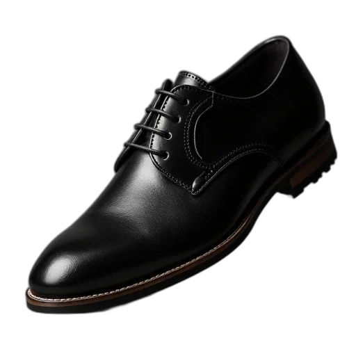 shoes, photorealistic, 3d render, black, mens, leather, shoe, two transparent PNG cut-out
