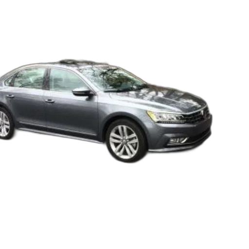 car, sleek, gray, volkswagen, sedan, parked, driveway, trees transparent PNG cut-out