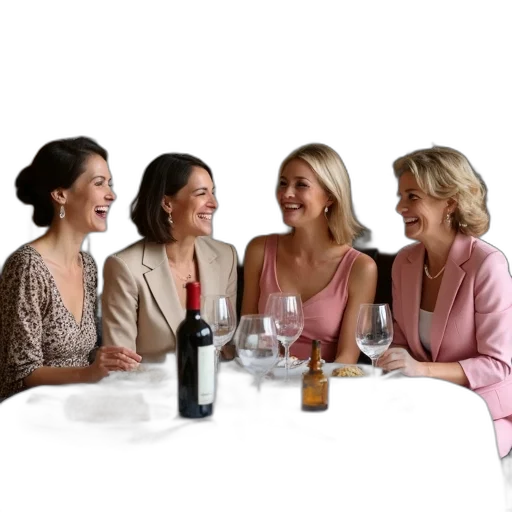 staff, jewelry, first, image, shows, four, women, sitting transparent PNG cut-out