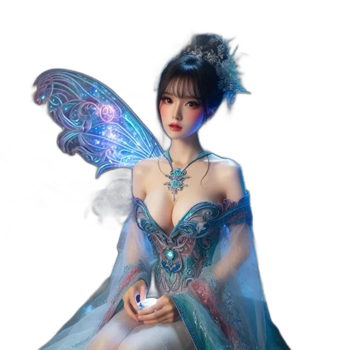 dress, dragon, jewelry, staff, fantasy art, concept art, photorealistic, 3d render transparent PNG cut-out