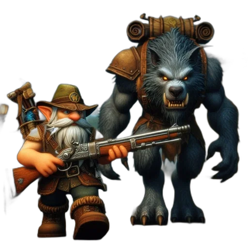 weapon, staff, animal, concept art, fantasy art, 3d render, pixel art, dwarf transparent PNG cut-out