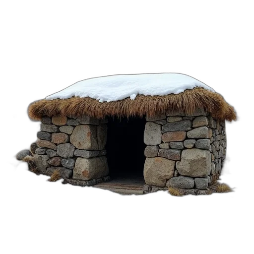 hat, building, furniture, 3d render, concept art, snow, rustic, stone transparent PNG cut-out