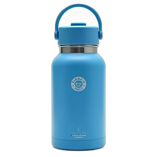 bottle, blue, insulated, stainless, steel, water, screw-top, lid transparent PNG cut-out