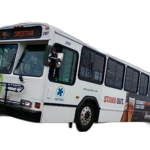 staff, 3d render, photorealistic, white, bus, word, metro, parked transparent PNG cut-out