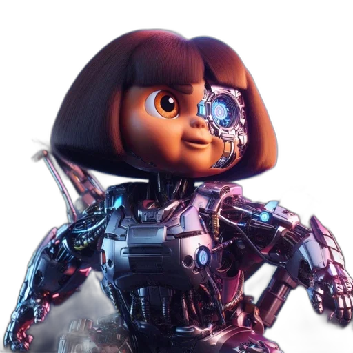 robot, face, concept art, 3d render, cyberpunk, comic book art, outer space, image transparent PNG cut-out