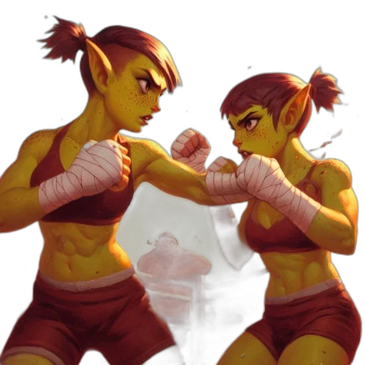 concept art, comic book art, fantasy art, pixel art, two, anthropomorphic, elf, characters transparent PNG cut-out
