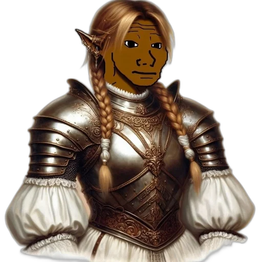 mask, face, dress, robot, 3d render, golden, elf-like, character transparent PNG cut-out