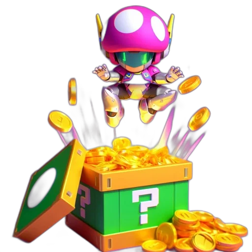 robot, 3d render, concept art, pixel art, vaporwave, modern, take, toad transparent PNG cut-out