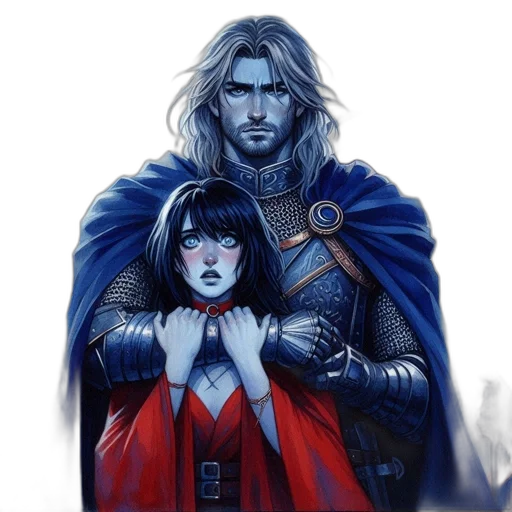 fantasy art, concept art, comic book art, watercolor, snow, blue, red, male transparent PNG cut-out