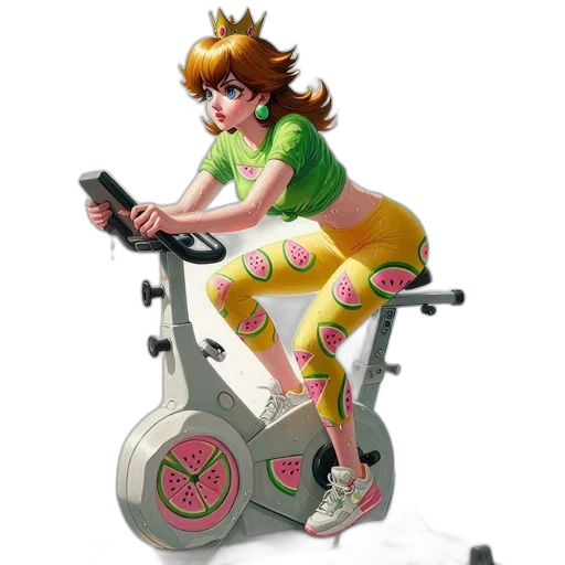 concept art, cartoon, anime, comic book art, animated, princess, wearing, watermelon-patterned transparent PNG cut-out