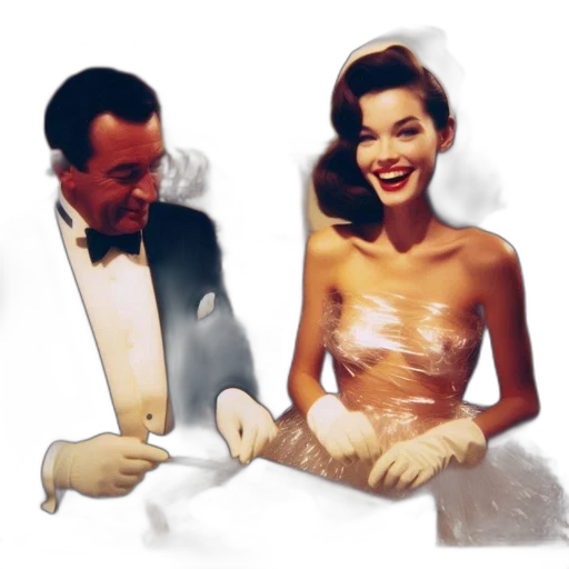 concept art, cartoon, photorealistic, outer space, couple, formal, attire, interacts transparent PNG cut-out