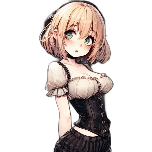 dress, staff, robot, hat, anime, pixel art, watercolor, fantasy art transparent PNG cut-out