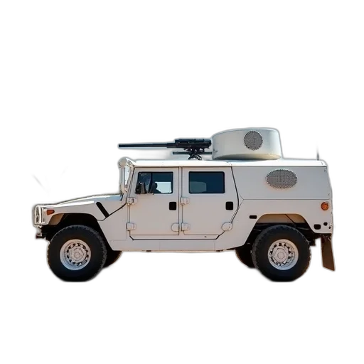 weapon, car, 3d render, concept art, white, military, vehicle, mounted transparent PNG cut-out