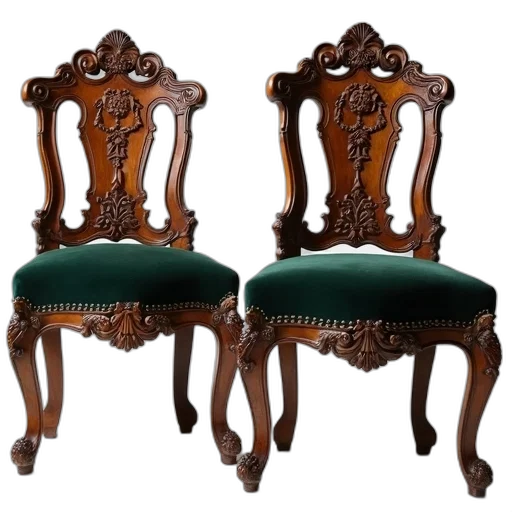 furniture, crown, 3d render, photorealistic, pair, ornate, antique, wooden transparent PNG cut-out