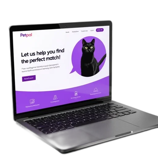 staff, laptop, displaying, website, purple, white, color, scheme transparent PNG cut-out
