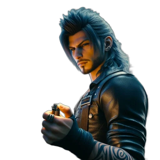 jacket, staff, concept art, fantasy art, 3d render, photorealistic, blue, bearded transparent PNG cut-out