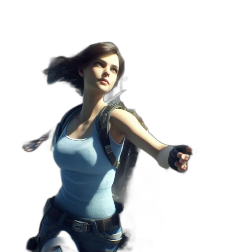 concept art, 3d render, photorealistic, fantasy art, woman, flight, pose, wearing transparent PNG cut-out