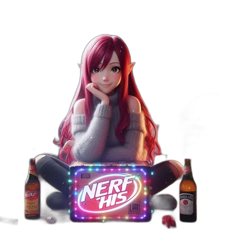 bottle, robot, food, weapon, concept art, anime, 3d render, cyberpunk transparent PNG cut-out