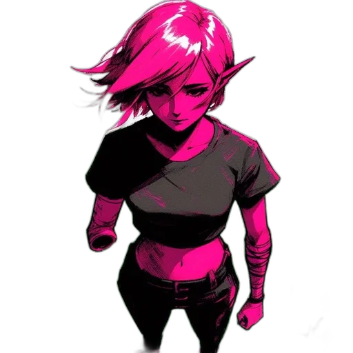 jacket, robot, staff, weapon, comic book art, concept art, cyberpunk, pixel art transparent PNG cut-out