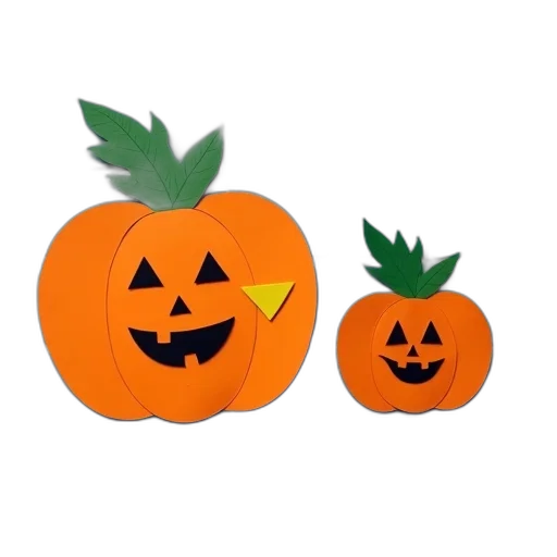 3d render, concept art, photorealistic, two, paper, cutouts, pumpkins, attached transparent PNG cut-out