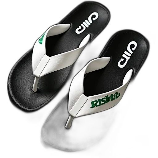 shoes, 3d render, black, white, flip-flop, toe, post, strap transparent PNG cut-out