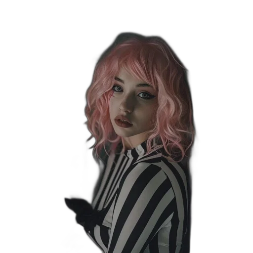 hair, creature, jacket, face, watercolor, anime, vaporwave, photorealistic transparent PNG cut-out