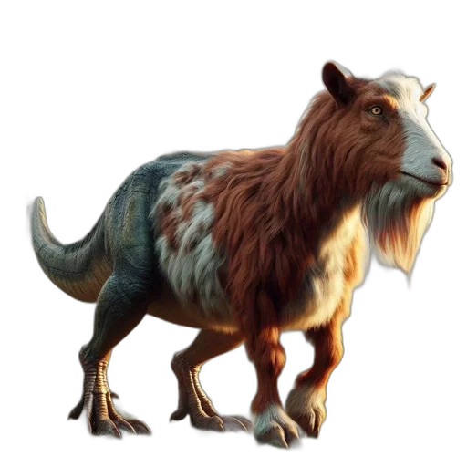 animal, creature, dragon, concept art, 3d render, photorealistic, fantasy art, goat-dinosaur transparent PNG cut-out