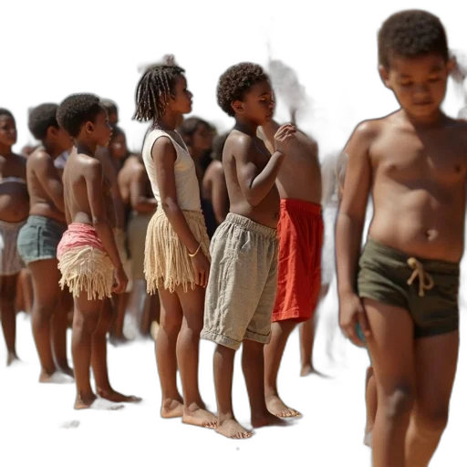 3d render, concept art, group, people, including, children, adults, gathered transparent PNG cut-out