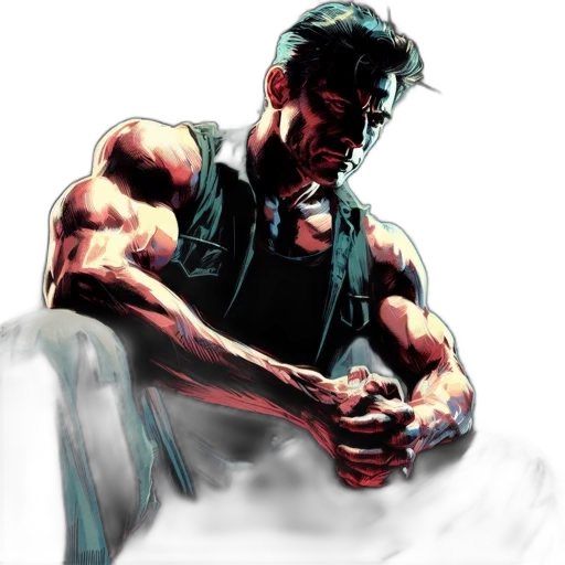 weapon, comic book art, concept art, photorealistic, fantasy art, green, muscular, man transparent PNG cut-out