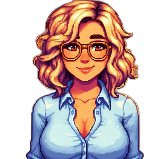 staff, face, pixel art, cartoon, fantasy art, anime, blue, pastel transparent PNG cut-out