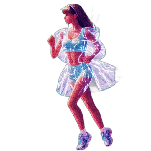 dress, vaporwave, concept art, pixel art, cartoon, pastel, blue, neon transparent PNG cut-out