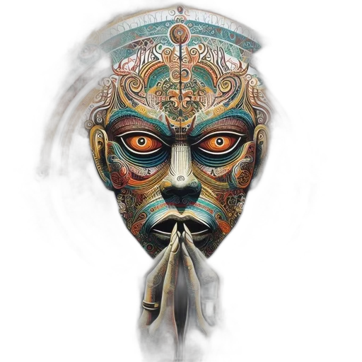 mask, face, crown, robot, fantasy art, concept art, photorealistic, watercolor transparent PNG cut-out