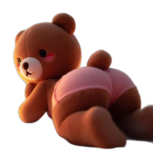 creature, animal, 3d render, concept art, photorealistic, pixel art, plush, brown transparent PNG cut-out