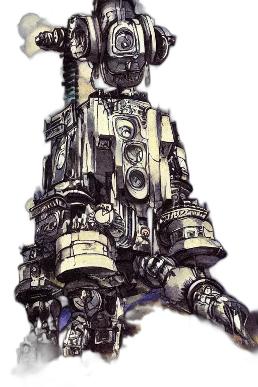 robot, weapon, staff, animal, concept art, watercolor, cyberpunk, fantasy art transparent PNG cut-out