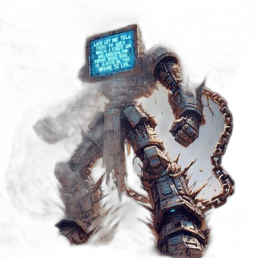robot, creature, weapon, staff, concept art, cyberpunk, pixel art, fantasy art transparent PNG cut-out