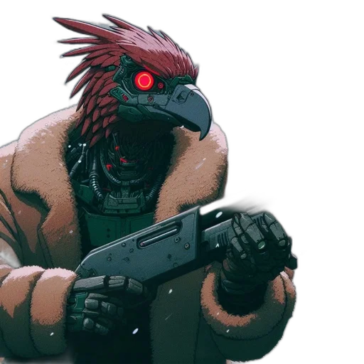 weapon, creature, robot, animal, concept art, cyberpunk, comic book art, 3d render transparent PNG cut-out