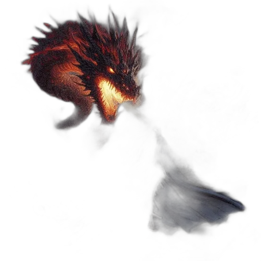 dragon, hair, creature, animal, concept art, photorealistic, fantasy art, watercolor transparent PNG cut-out