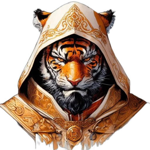mask, animal, fantasy art, concept art, pixel art, photorealistic, imposing, tiger transparent PNG cut-out