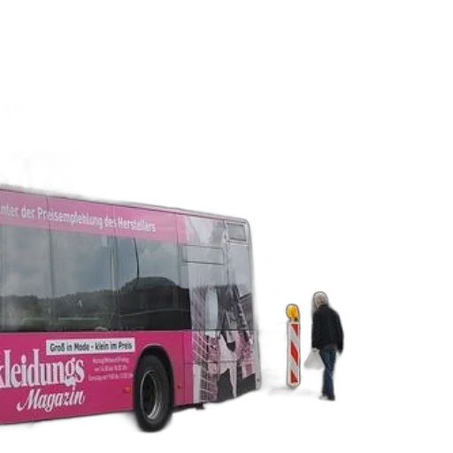 3d render, pink, bus, advertisement, clothing, magazine, parked, front transparent PNG cut-out