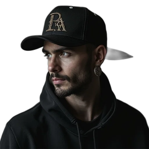 hat, jacket, staff, face, photorealistic, person, dagger, his transparent PNG cut-out