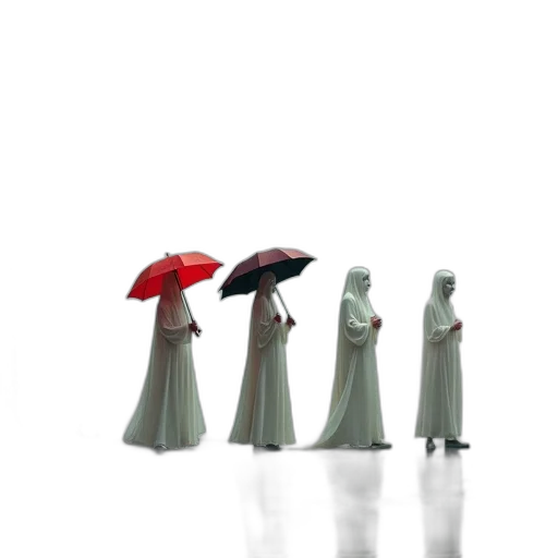 umbrella, dress, hat, staff, 3d render, concept art, photorealistic, fantasy art transparent PNG cut-out