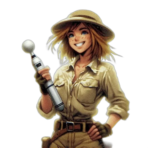 staff, weapon, hat, comic book art, concept art, cartoon, fantasy art, earth tones transparent PNG cut-out