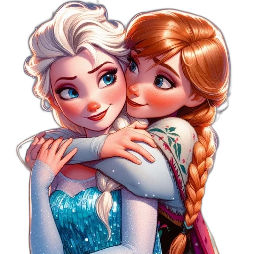 fantasy art, pixel art, concept art, cartoon, snow, underwater, elsa, anna transparent PNG cut-out
