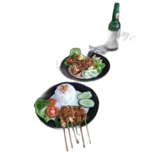 food, 3d render, photorealistic, wooden, table, set, plates, including transparent PNG cut-out