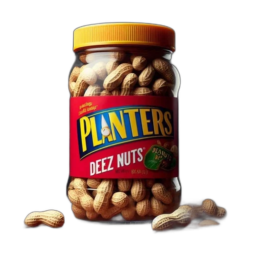food, 3d render, jar, planters, deez, nuts, peanut, graphic transparent PNG cut-out